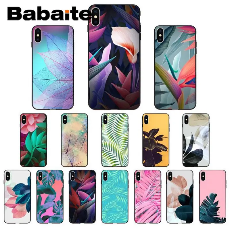 for iphone 11pro max Summer tropical Palm Leaf Banana Flowers Soft Phone Case iPhone X XS MAX 6S 7plus 8Plus 5 5S XR | Мобильные