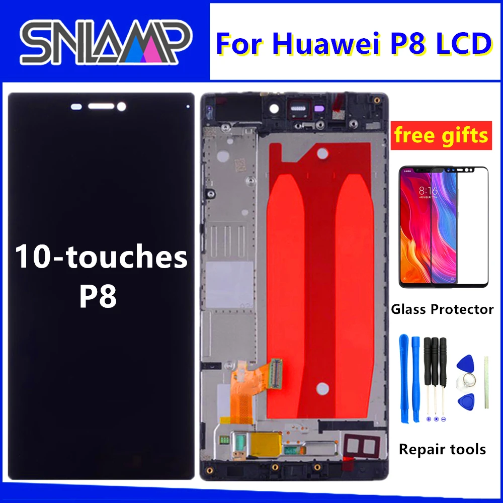 

5.2" Original LCD For HUAWEI P8 Display Touch Screen Replacement with Frame for HUAWEI P8 LCD Display GRA L09 gra-l09 gra-ul10