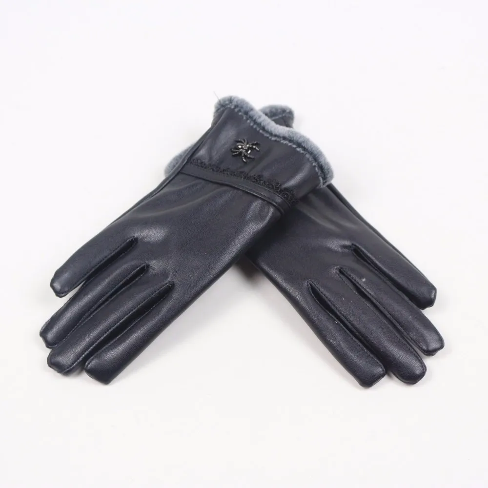 Зимние перчатки для сенсорного экрана женские мужские теплые тянущиеся вязаные женские зимние теплые кожаные перчатки с мягкой подкладкой перчатки для вождения