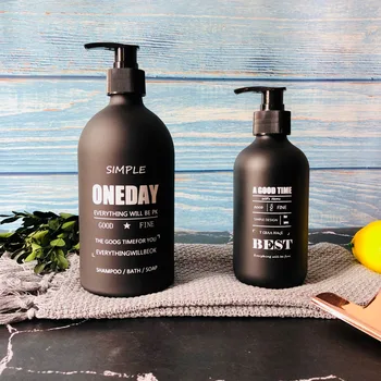 

Glass Scandinavian Bath Shampoo Storage Bottle Black 500ml Liquid Lotion Bottle Travel Storage Bottle Organizer Decor