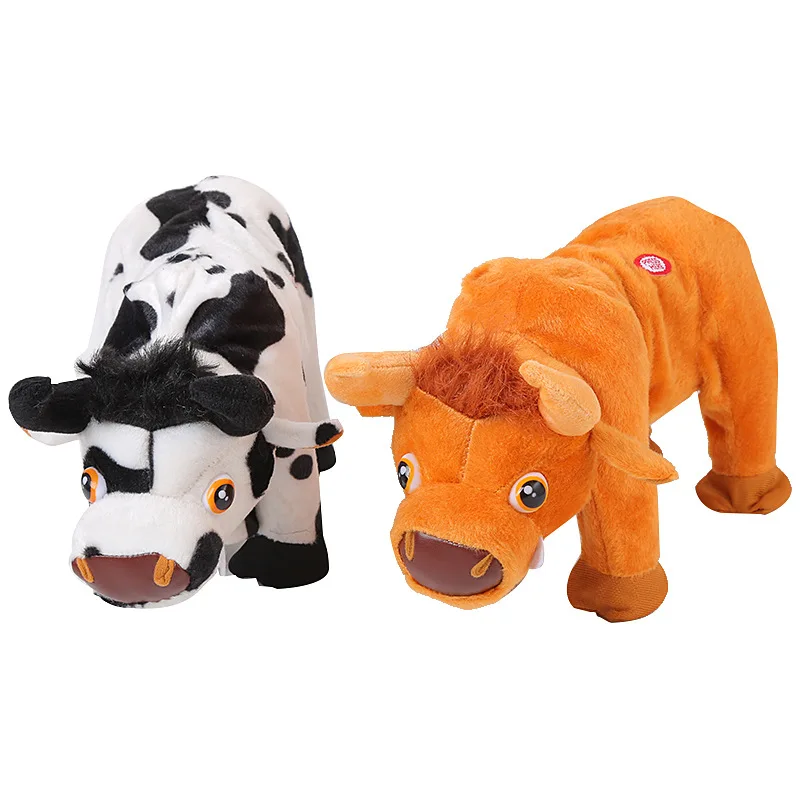 AliExpress, стиль, бразильский бык, электрические плюшевые игрушки, ходьба, маленький Ослик, ходьба, корова, пробор, запись