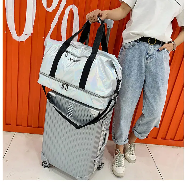 Женские нейлоновые дорожные сумки, сумки для сухих влажных вещей, сумка для путешествий, повседневные сумки-тоут, сумки для путешествий, сумка большой вместимости