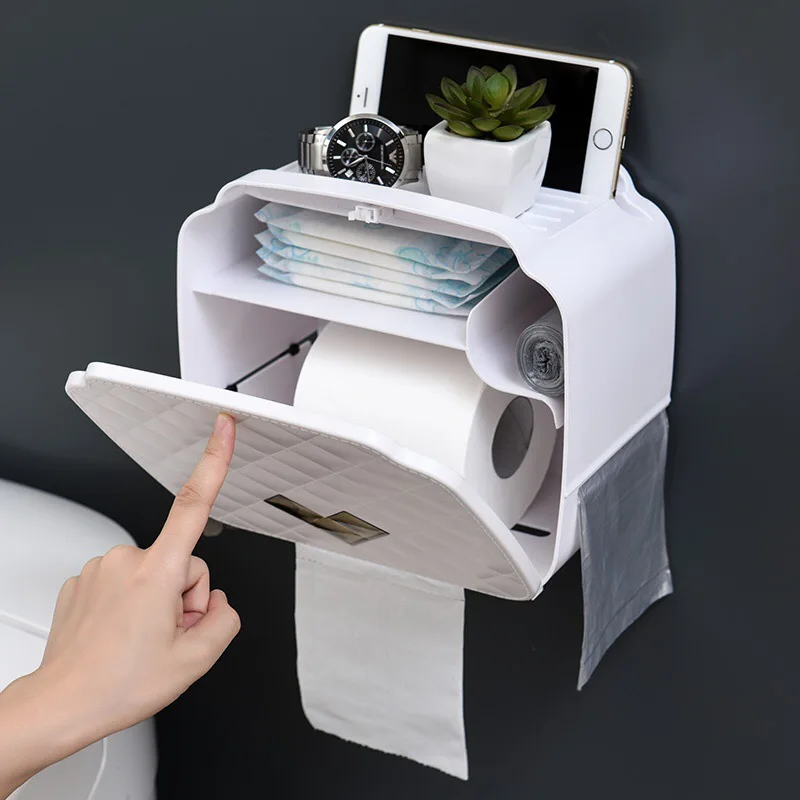 GESEWToiletPaperHolderPortableTissueBoxHomeStorageBoxPlastic