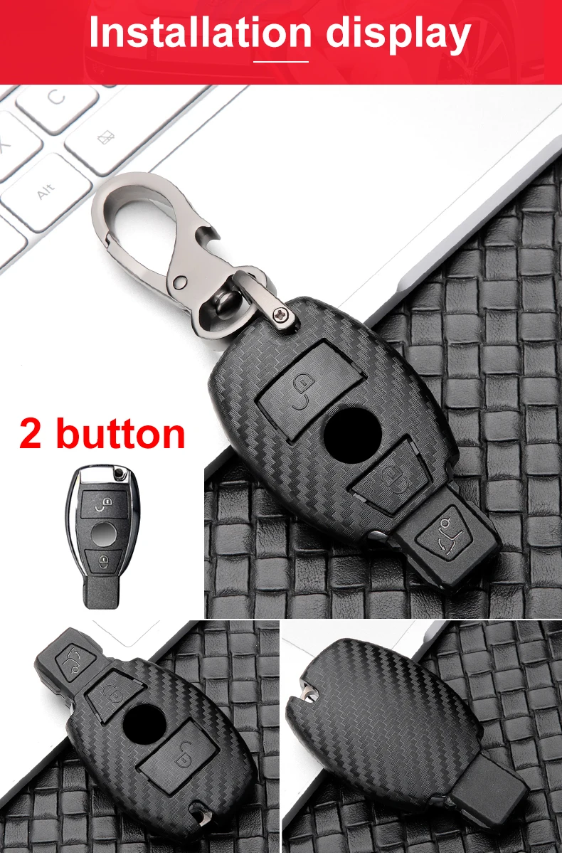In Fibra di carbonio Auto Chiave Fob Caso Della Copertura di protezione Per Mercedes Benz E Classe C W204 W212 W176 GLC CLA GLA car styling Accessori - H5f3a093f5e2b4de7b799f588c37c9541Y