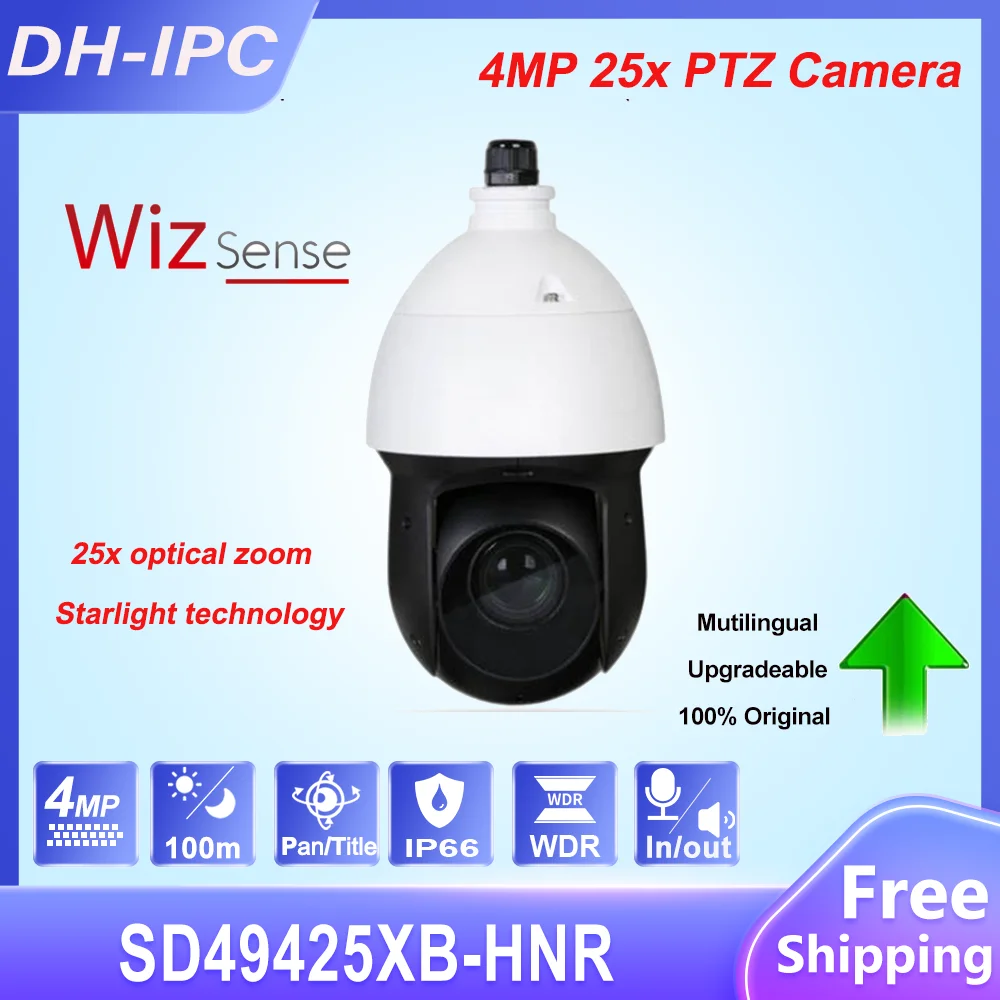 Dahua Security Protection 4MP 25x Zoom Starlight IR100m WizSense PTZ Camera Outdoor Webcam DH-SD49425XB-HNR Perimeter | Безопасность и