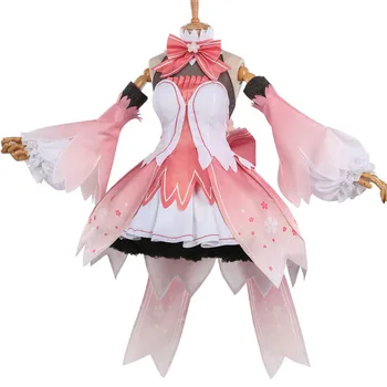 

Anime VOCALOID Miku Cosplay Costume Women V Miku Pink Cherry Blossoms Lolita Dress Shoes Uniform Wigs Hair Girls Party Clothes