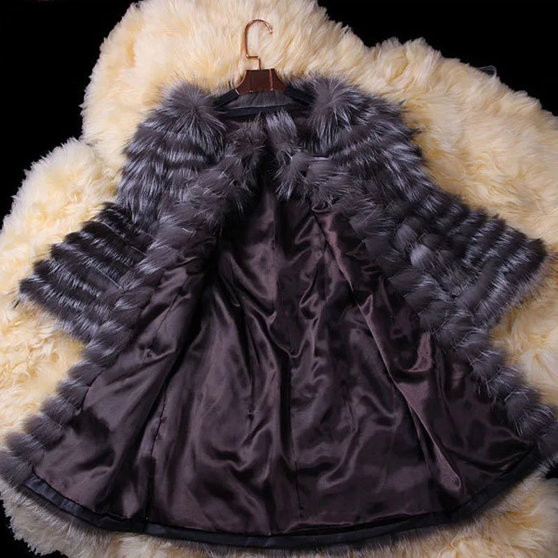 Top BFFUR Real Fur Coat Luxury Women Winter Fashion Style Natural Fur Vest Coat Female Silver Fox Fur Coat Russian Fur Coats Slim 21