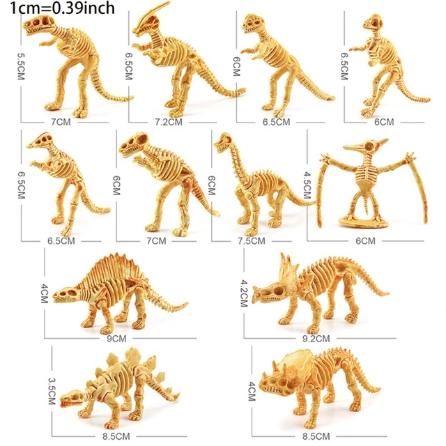 12Pcs Realistic Dinosaur Skeleton Mini Figurine Model Animal Replica Table Cake Topper Room Decor Boutique Collection H055 6