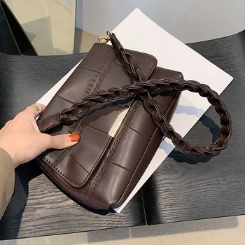 

Stone Pattern Vintage Women's Cross body Bag Fashion PU Leather Shoulder Bag Small Plaid Branded Designer Handbags Purse Trend