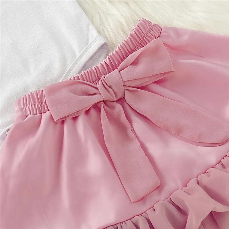3Pcs Newborn Infant Baby Girls Outfits Clothes Long Sleeve White Birthday Valentine's Day Romper+Tutu Skirt Set Baby Girls Sets