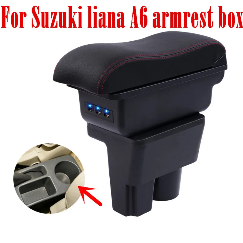Для Suzuki liana A6 подлокотник коробка USB зарядка увеличение двойной слой центральный