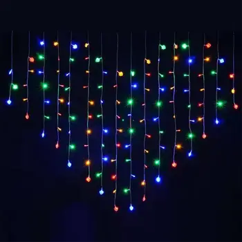 

220V 124LED Icicle String Lights Starry Heart Shape Light Christmas LED String Light Curtain Fairy Light Valentine's Day