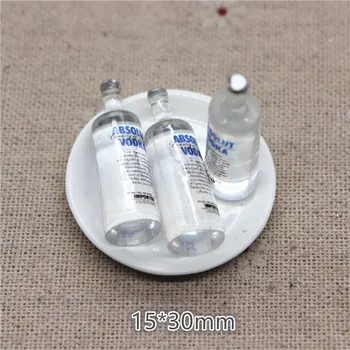 

10pcs Kawaii Resin Simulation 3D Wine Bottle Miniature Art Flatback Cabochon DIY Craft Decoration,15*30mm