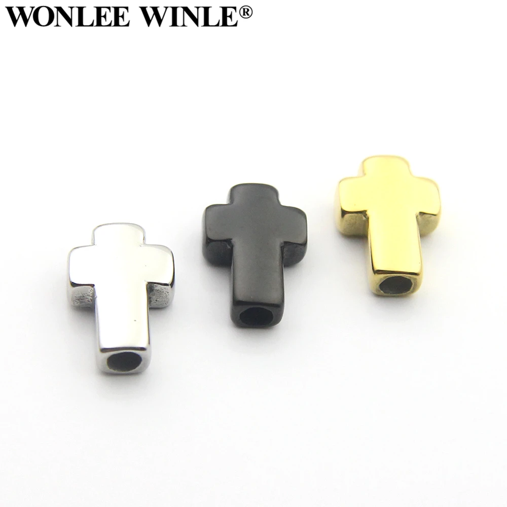 

Wonlee Winle 316L Stainless Steel 3mm Hole Metal Cross Beads Charm For Bracelet Jewelry Making DIY Men&Women