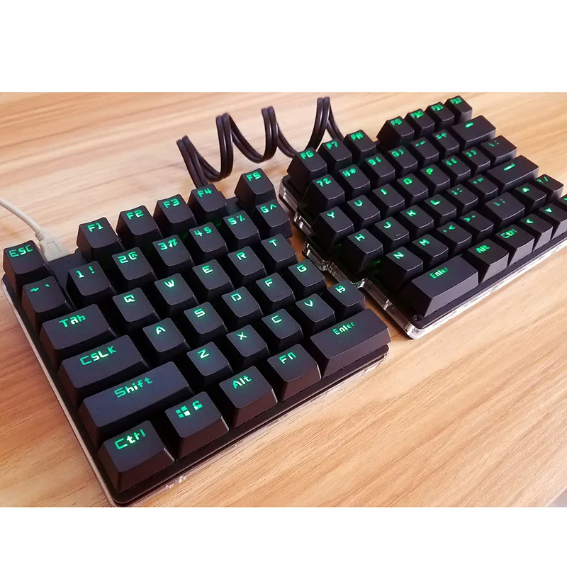 Раздельный, разделение механическая клавиатура полный ключ программируемый пользовательский кнопочный светильник USB светодиодный подсветка 87 клавиш клавиатура - Цвет: Olive