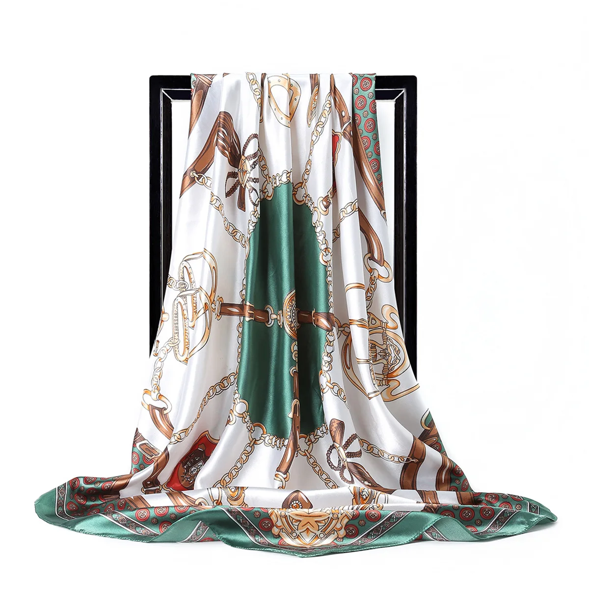 

90cm Square Shawls Women Hijab Scarf For Hair Fashion Print Kerchief Neck Scarves Female Silk Satin Bag Scarfs For Ladies Banada