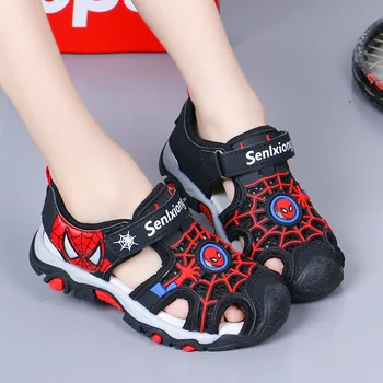 

Spring Summer New Boy Sandals Cartoon Characters Wrap Toe Sandals Children Toddler Baby Soft Bottom Non-slip Beach Shoes