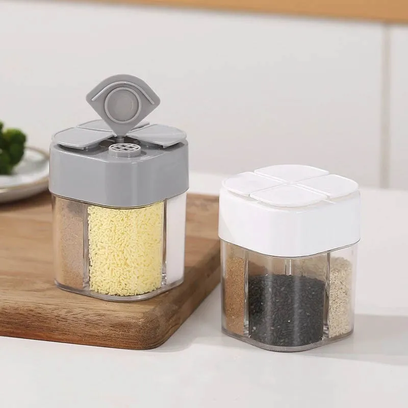

Creative 4 in 1 Seasoning Box Food Seasoning Container Kitchen Spice Boxes Jar Cereal Condiment Bean Storage Bottle Container