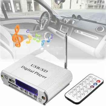 

DC 12V Durable LED Display Digital Player USB FM Radio Car Mini Home Audio Headphone MP3 Aluminum Alloy With Remote Control