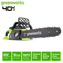 Greenworks ChainSaw Brushless 40V Motor 12m/s with Original 16Inch 40cm Chainbar and Oregon Sawchain Garden Tools  Tool Only
