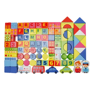 

160Pcs Building Block Puzzle Urban Traffic Educational Toy Wooden Modules Puzzle Block Jigsaw Baby Early Learning Toy for Home K