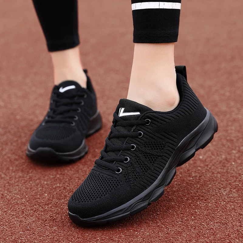 Sport Shoes Running-Sneakers Woven Plus-Size Womens Breathable Casual Flying