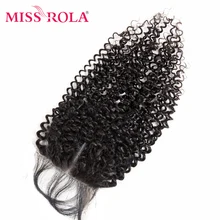 

Miss Rola Brazilian Kinky Curly Closure 100% Remy Hair 4*1 Middle Part 8"-22" Human Hair Lace Part Closure with Baby Hair