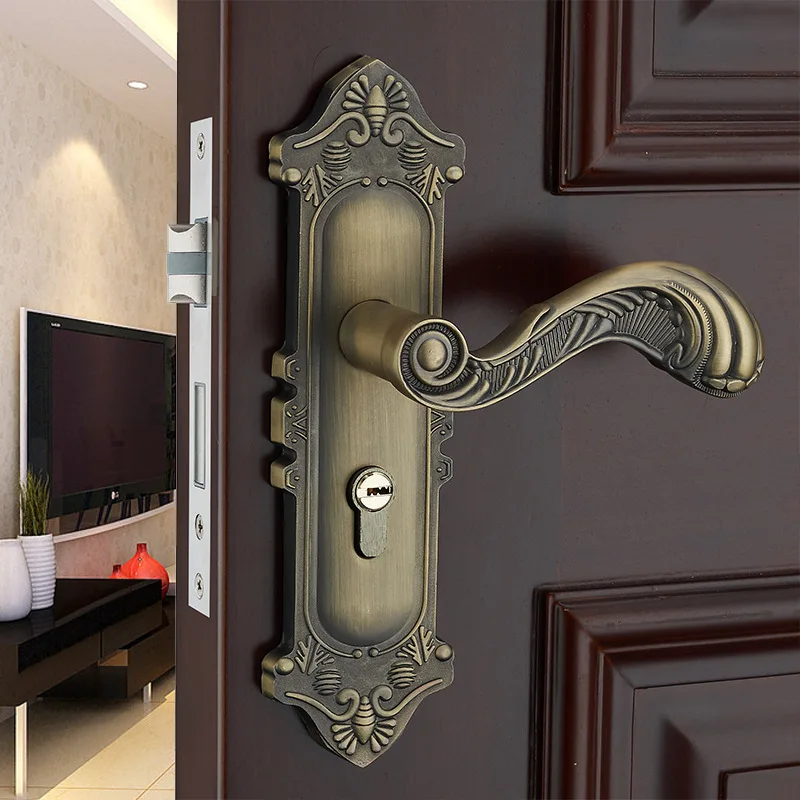

European-Style Kingku Door Lock Indoor Wooden Door Handle Lock Bedroom Door Bearing Lock fang gu suo Hardware Lock