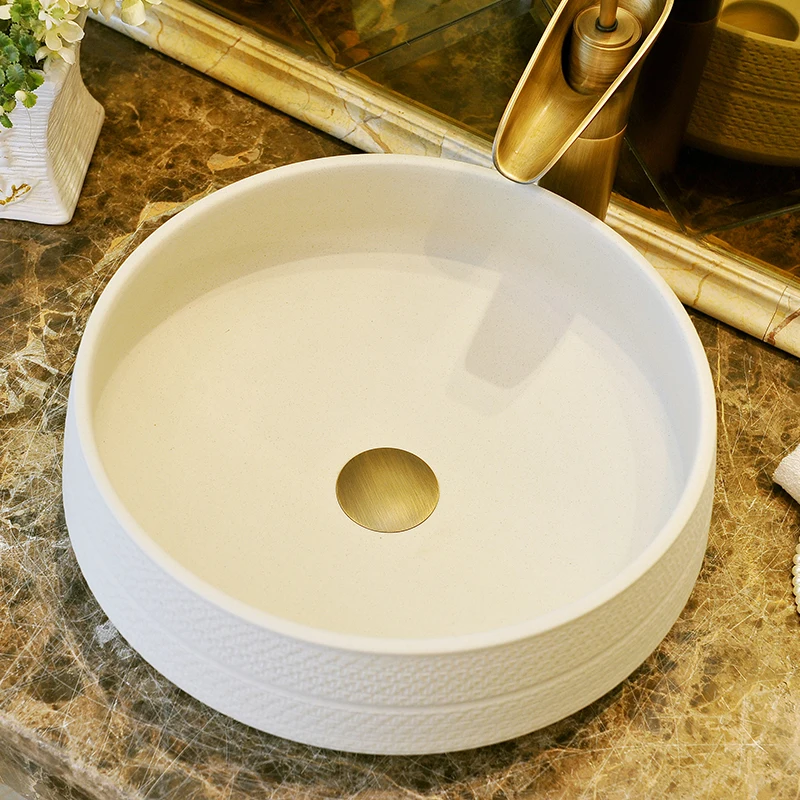 Europe Style Handmade Countertop Basin Bathroom Sink Ceramic wash basin porcelain china vessel sinks white color (4)