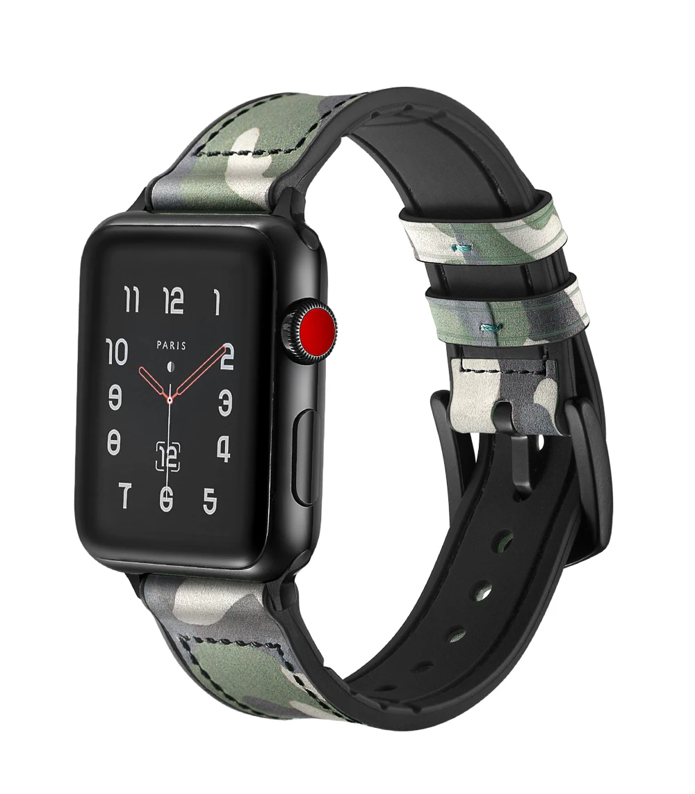 UEBN ремешок для apple watch кожа + Силиконовый ремешок для iwatch 38/40 42/44 мм ремень высокого качества дышащий для iwatch серии 4 3 2 1