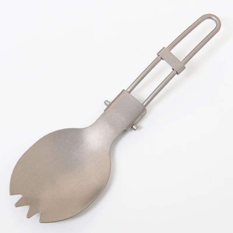 Yougle Открытый чистый титан посуда складные ложка и вилка Spork Столовые приборы посуда для кемпинга пешего туризма пикника - Цвет: Spoon