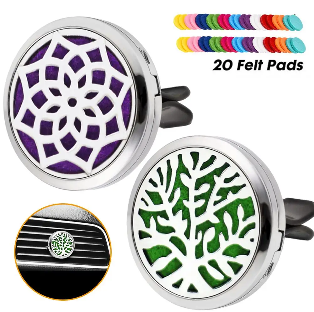 2PCS 30mm Car Diffusers Aromatherapy Essential Oil Diffuser Vent Clip - Sunflower Tree of Life Stainless Steel Locket | Автомобили и