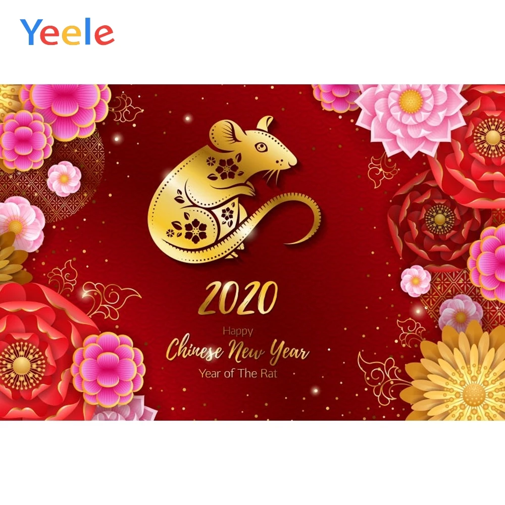 Yeele Happy New Year Backdrop Chinese Rat Year Baby Birthday Custom Photography Background Vinyl For Photo Studio Props