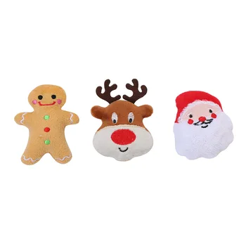 

1pc Christmas Series Pet Plush Toy Dog Cat Self-excited Chew Toy Santa Claus Gingerbread Man Christmas Deer Pet Interactive Toys
