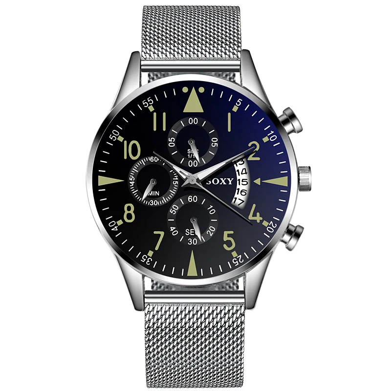 Мужские часы Relogio Masculino мужские s часы лучший бренд класса люкс спортивные наручные часы мужские часы кожаный ремешок кварцевые часы reloj hombre - Цвет: silver steel mesh