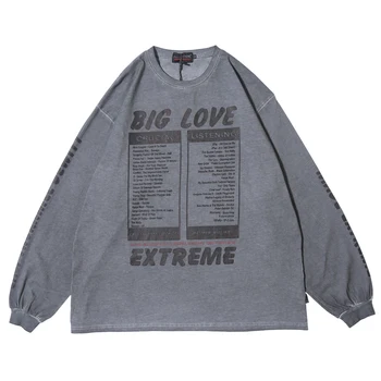 

Women Mens Big Love Letters Long Sleeve Tees Shirts Men Hip Hop Casual Crew Neck Tshirts Tops 2020 Male Fashion Streetwear