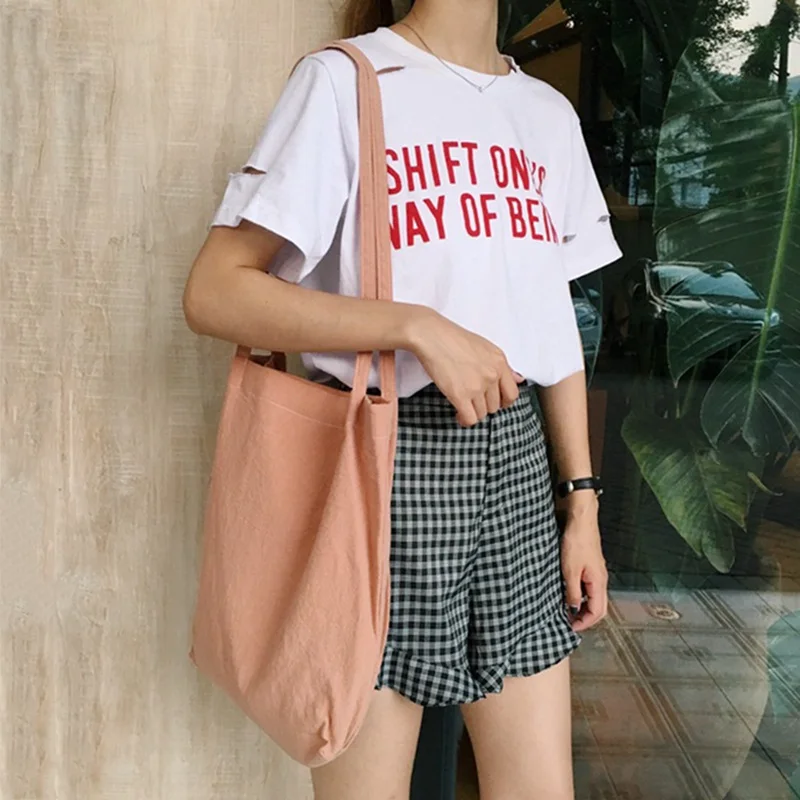 Холщовая Сумка ручной работы холсты из чистого хлопка шоппинг школьные книги сумка для путешествий Женская хозяйственная сумка через плечо сумки