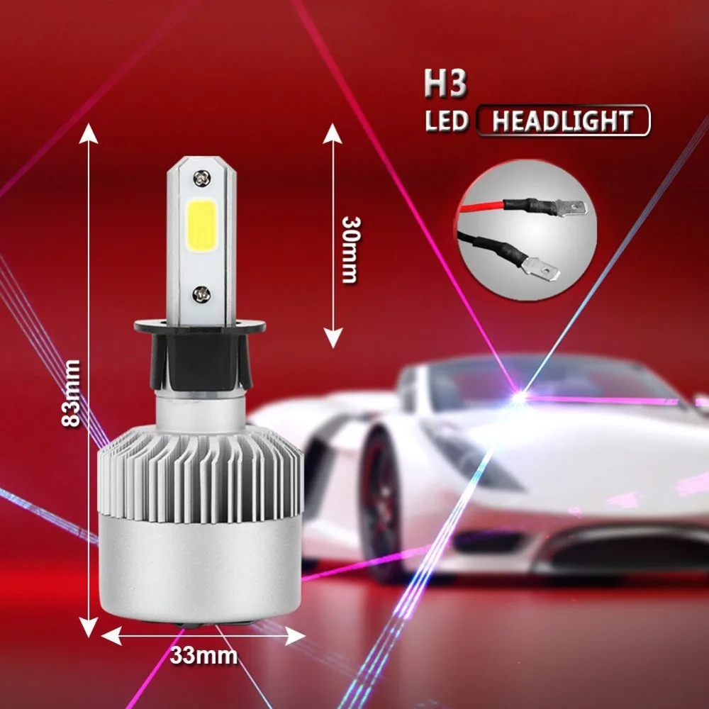 CARPRIE Автомобильные фары новая горячая распродажа 72W H3 COB светодиодный 16000лм автомобильный комплект фар фары 6000K 9722