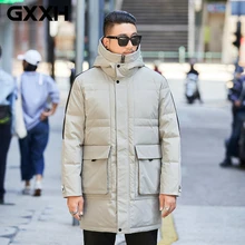 Большой размер, GXXH, брендовая мужская зимняя куртка большого размера, мужской теплый длинный пуховик, мужская куртка на утином пуху, пальто более размера d, зимняя верхняя одежда