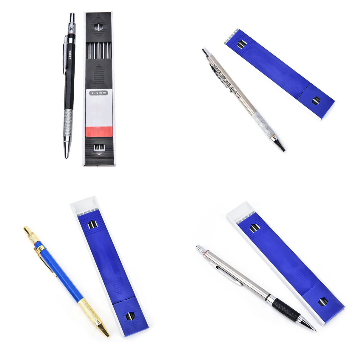 4sets 2mm 2B Lead Holder Automatic Mechanical Drawing Drafting Pencil 12 Leads Refills School Office Pencil Supplies