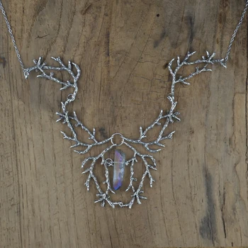 

Vintage Raw Quartz Branches Necklace Witch Fantasy Forest Jewelry