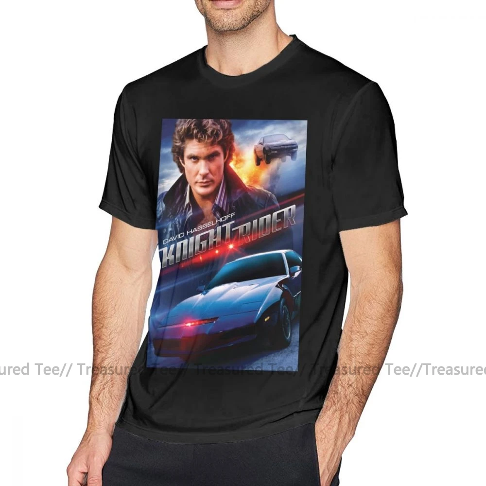 Knight Rider, футболка, Knight Rider-Hasselhoff, футболка с коротким рукавом, плюс размер, футболка, летняя Милая Мужская футболка из 100 хлопка - Color: Black