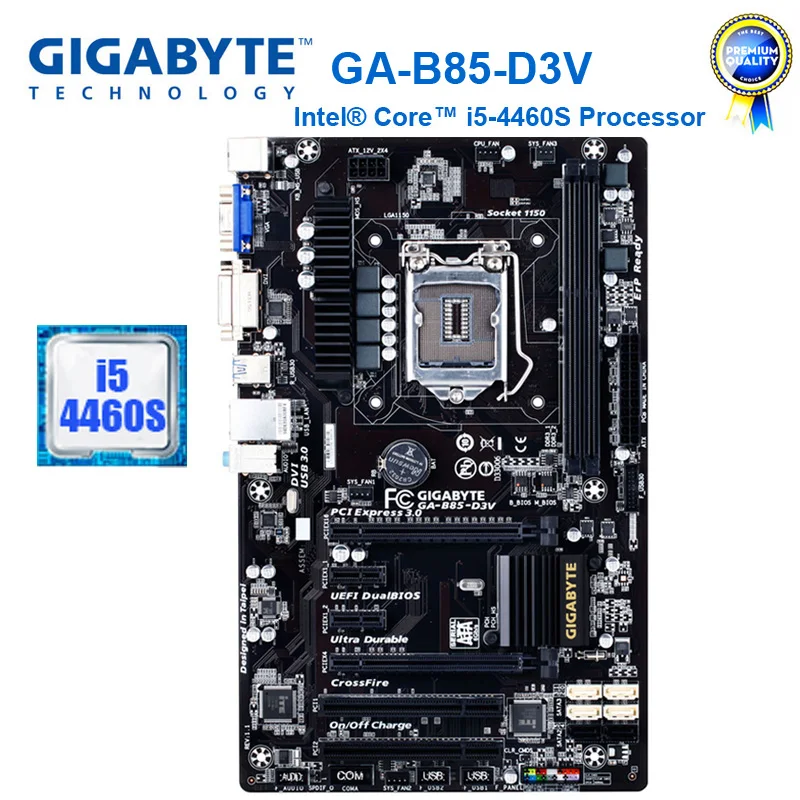 ^*Best Offers Gigabyte GA-B85-D3V with CPU 4460S Original Motherboard LGA 1150 DDR3 USB3.0 B85 B85-D3V Desktop Mainboard Systemboard Refurbish
