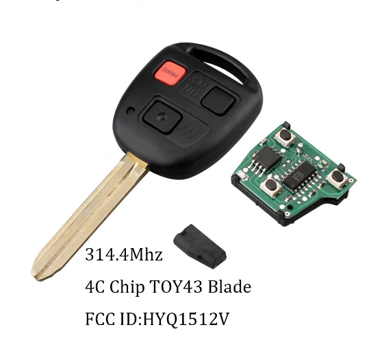XZC дистанционный ключ для Toyota Land Cruiser 2003 2004 2005 2006 2007 314,4 МГц Ключ для Toyota HYQ1512V транспондер 4C Чип TOY43 лезвие