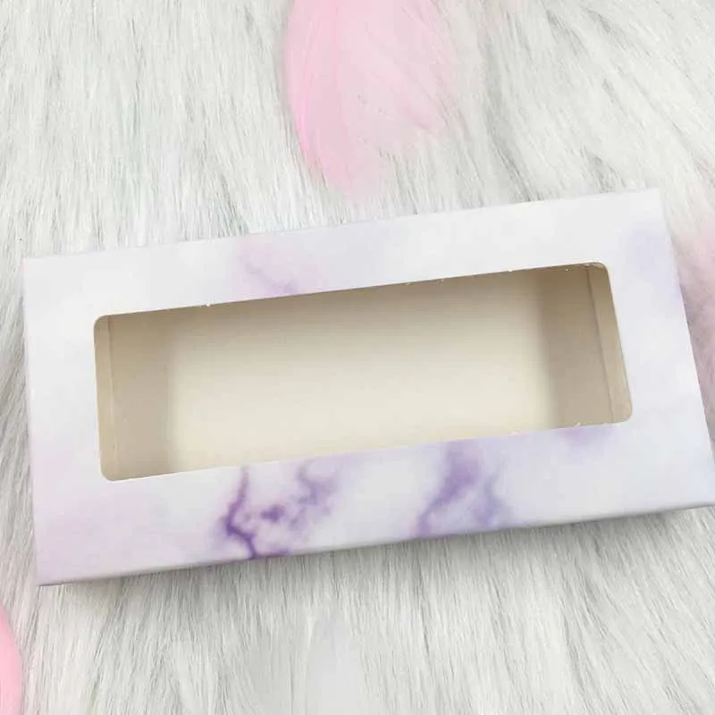 Purple Marble 160 шт./лот пустая упаковка для ресниц без лотка плоская мягкая бумажная коробка для ресниц - Цвет: Purple Marble
