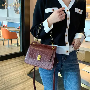 

Women Luxury Bags 2020 New Stone Pattern Solid Messenger Totes Bag Ladies Retro PU Leather Female Shoulder Handbags