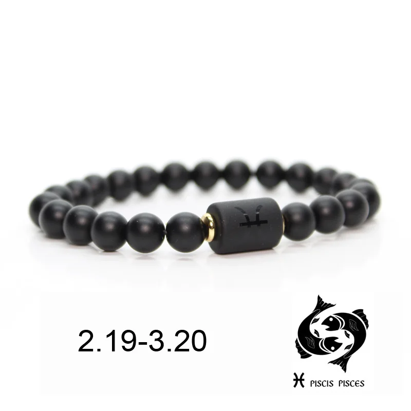 Black stone Beads 12 constellation couple Bracelet