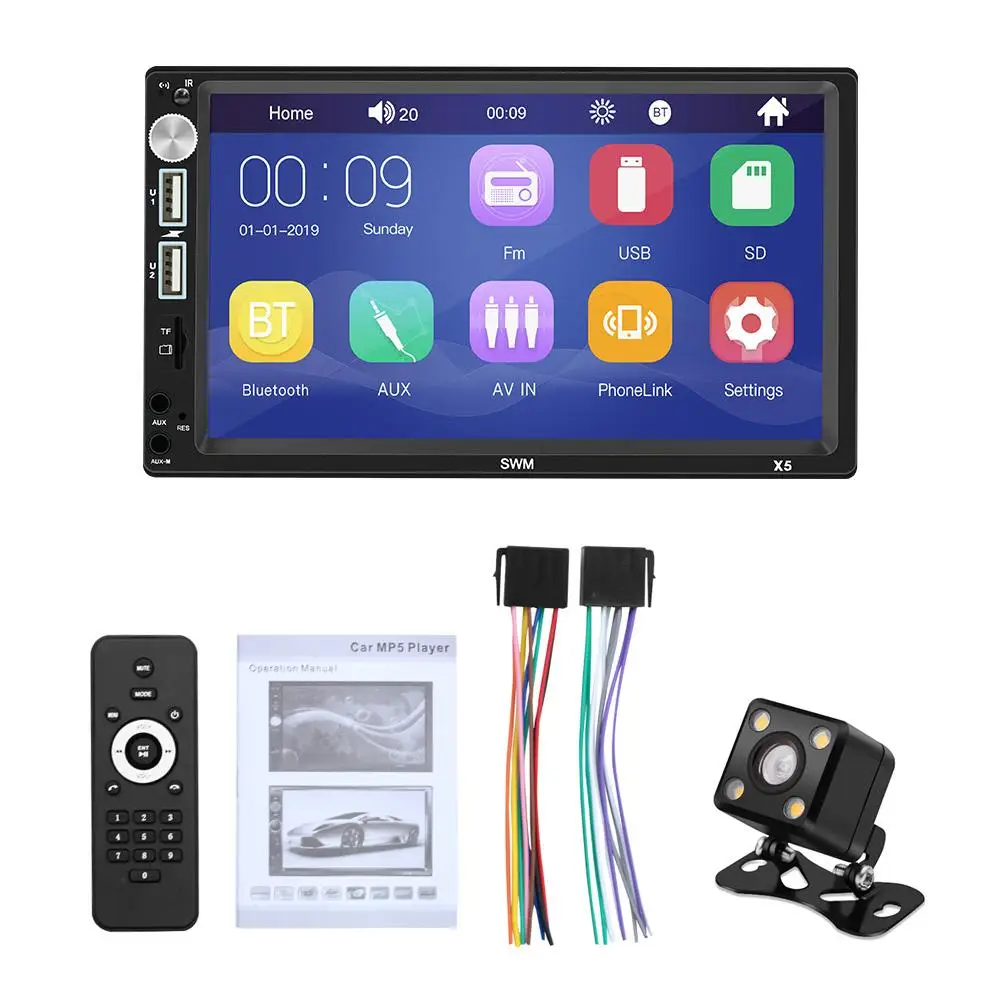 7In мульти-радиоприемник WIN-CE система MP5 плеер 2 Din HD сенсорный экран bluetooth Поддержка IOS/Android телефон Зеркало Ссылка USB/TF/AUX