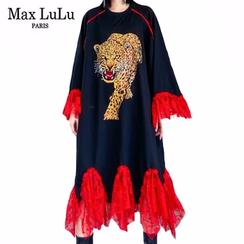 

Max LuLu New 2020 Spring European Fashion Style Ladies Loose Dresses Womens Casual Lace Patchwork Dress Female Vintage Vestidos
