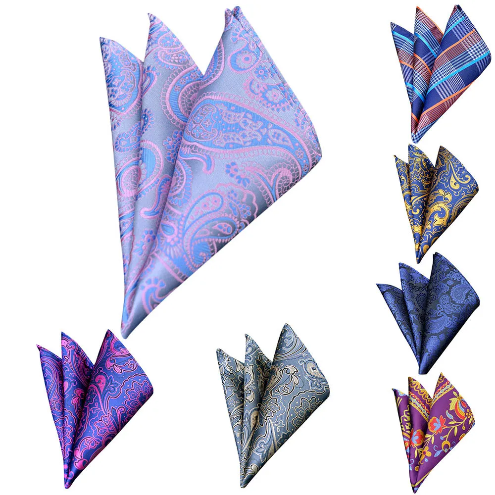 Luxury Men's Handkerchief Floral Print Plaid Business Pocket Square Towel 25*25 CM einstecktuch pañuelo bolsillo poszetka#L